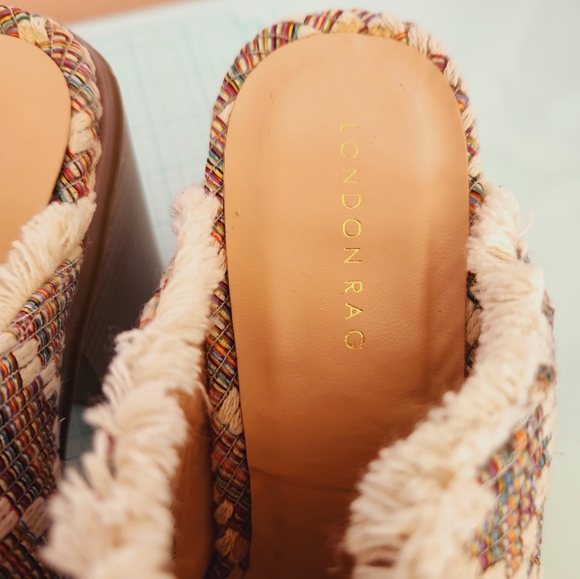 London Rag size 7 Women’s Maya Multicolor Woven Open Toe Mule Heel Sandals(S300) - Picture 4 of 6
